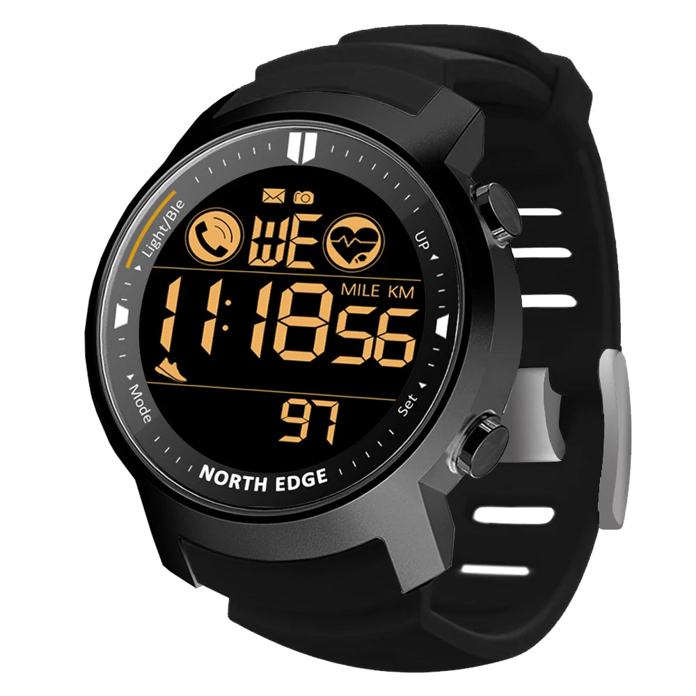 NORTH EDGE Mens Smart Watch Heart Rate Monitor Women Smartwatch Swmming Running Pedometer Alarm Clock Waterproof 50m Android IOS