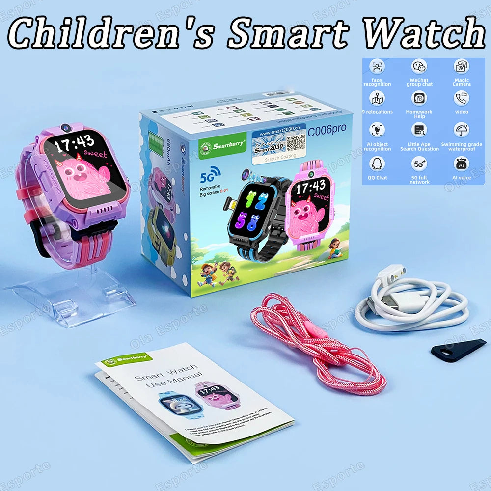 5G Children's Smartwatch Compass GPS Positioning Tracker HD Camera Video Call Multi-function Kids' Phone Watch Boys Girls Gifts