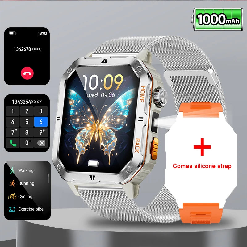 New 100Mah Sports Smart Watch GPS AMOLED Heart Rate Monitoring LED Flashlight NFC Bluetooth Call 3ATM Waterproof watch men women