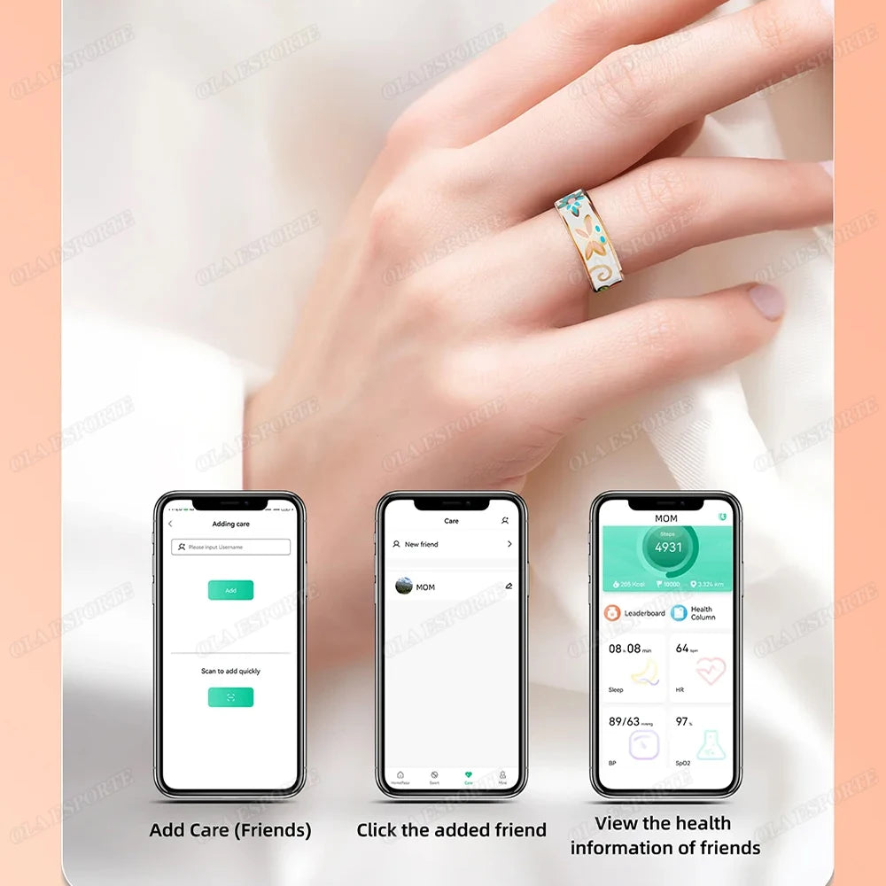 New Color Enamel Craftsmanship Smart Ring Women Sleep Monitoring Blood Oxygen Monitoring Blood Pressure Multi-sport Modes Ring