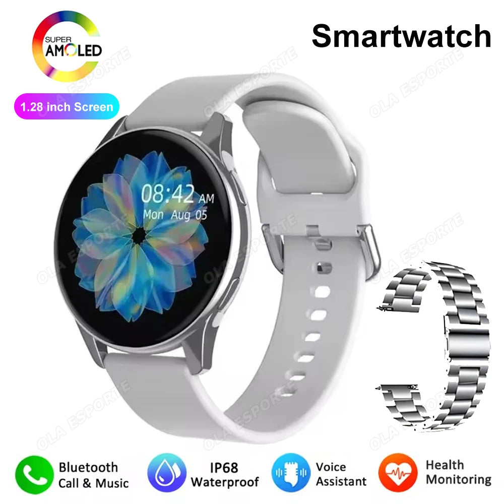Men Women Smart Watch AMOLED Screen Bluetooth Call 100+ Sports Modes Fitness Clock Heart Rate Monitoring Ai Voice Smartwatch New