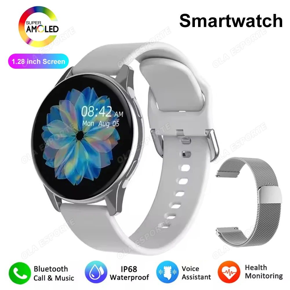 Men Women Smart Watch AMOLED Screen Bluetooth Call 100+ Sports Modes Fitness Clock Heart Rate Monitoring Ai Voice Smartwatch New