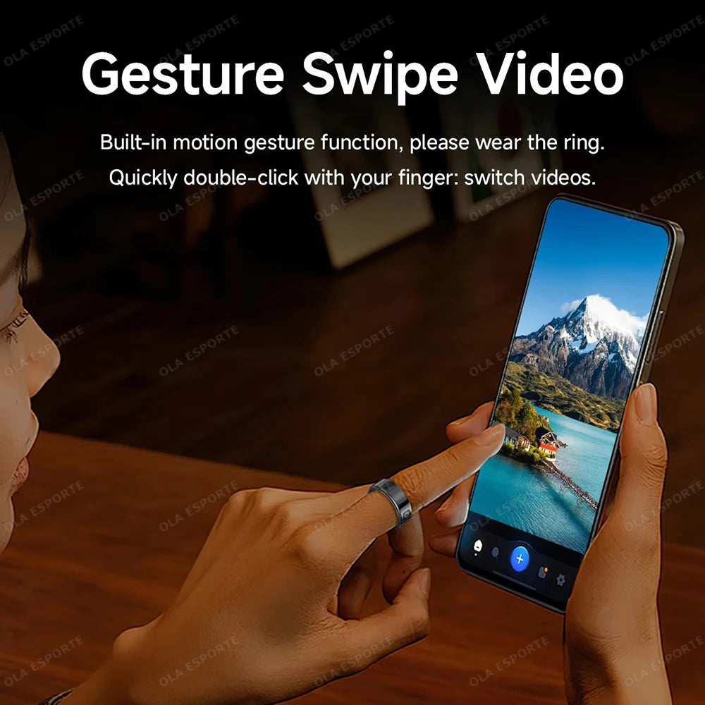 Smart Ring with Display Screen and Touch, Health Manager, Gesture Swipe Video, 5 ATM Waterproof For Men Women Smartring 2025 New