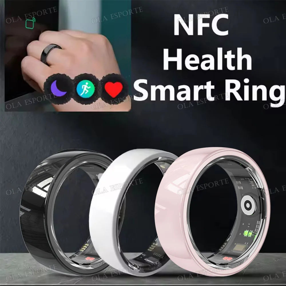 NFC Smart Ring For Men Women Gesture Operated Ring 5ATM Waterproof Ring Ceramic Heart Rate Blood Oxygen Monitoring Smartring