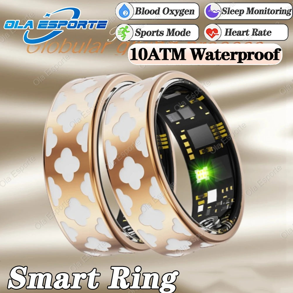 2025 New Women Gold Smart Ring Health HRV Monitor Heart Rate Sleep Monitor 10ATM Deep Waterproof Remote control Smart Ring Gifts