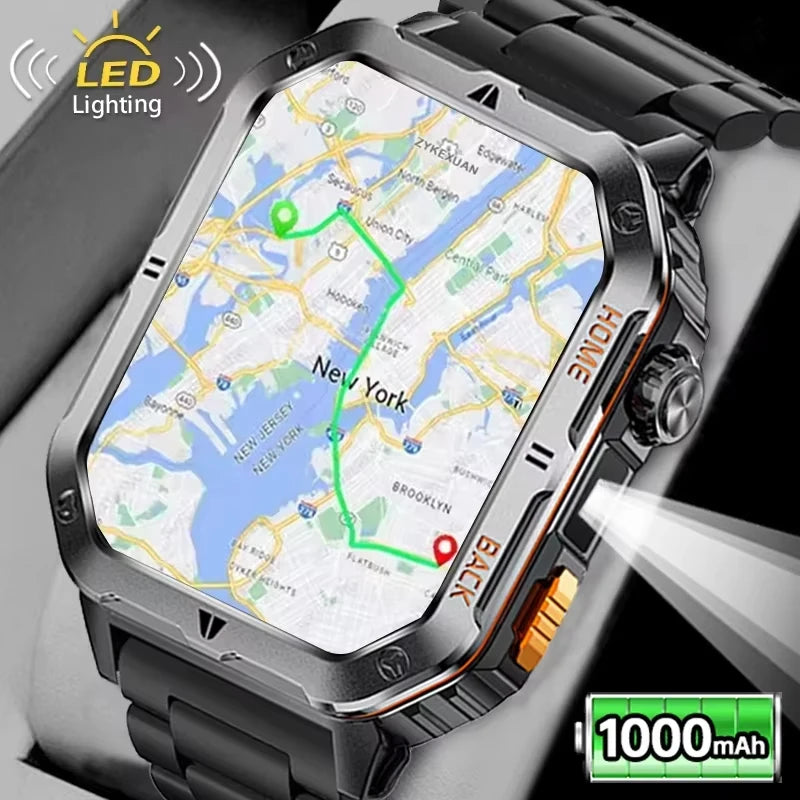 New 100Mah Sports Smart Watch GPS AMOLED Heart Rate Monitoring LED Flashlight NFC Bluetooth Call 3ATM Waterproof watch men women