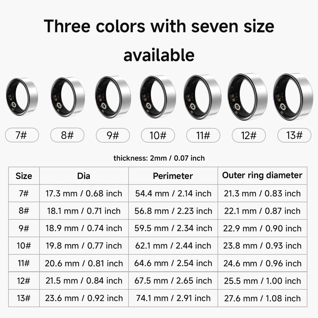 2025 New Smart Ring Blood Oxygen&Pressure Sleep Monitor Sports Tracking Remote Care IP68 Waterproof Men Women