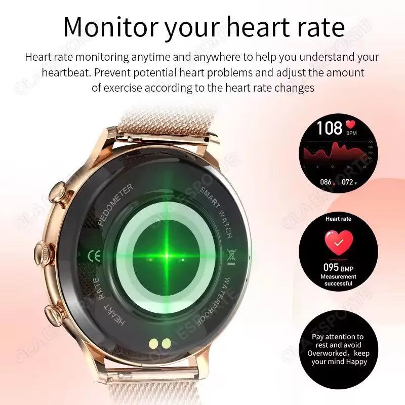 Women Smart Watch Fashion Diamond Watch Band AMOLED Screen HD Bluetooth Call Smartwatch Waterproof Heart Rate Sleep Monitoring