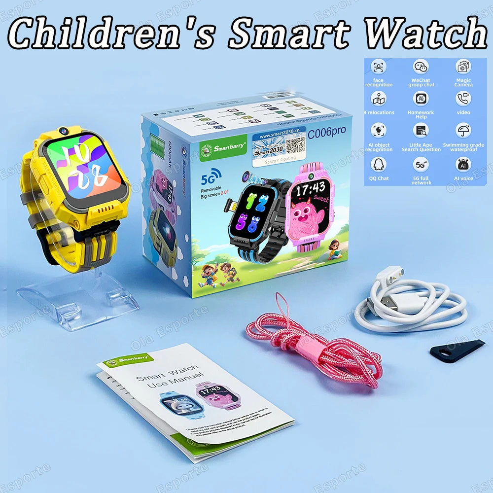 5G Children's Smartwatch Compass GPS Positioning Tracker HD Camera Video Call Multi-function Kids' Phone Watch Boys Girls Gifts