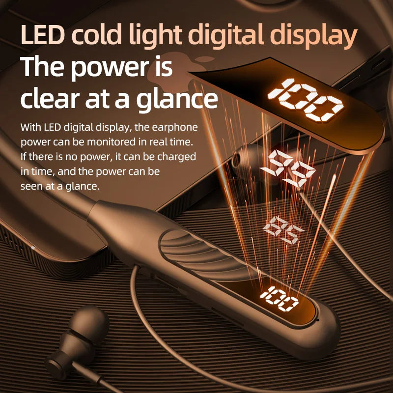 BT8 Wireless Bluetooth Earphones Headphones Outdoor Sports Headset V5.3 Display Button Control Earbuds for Music