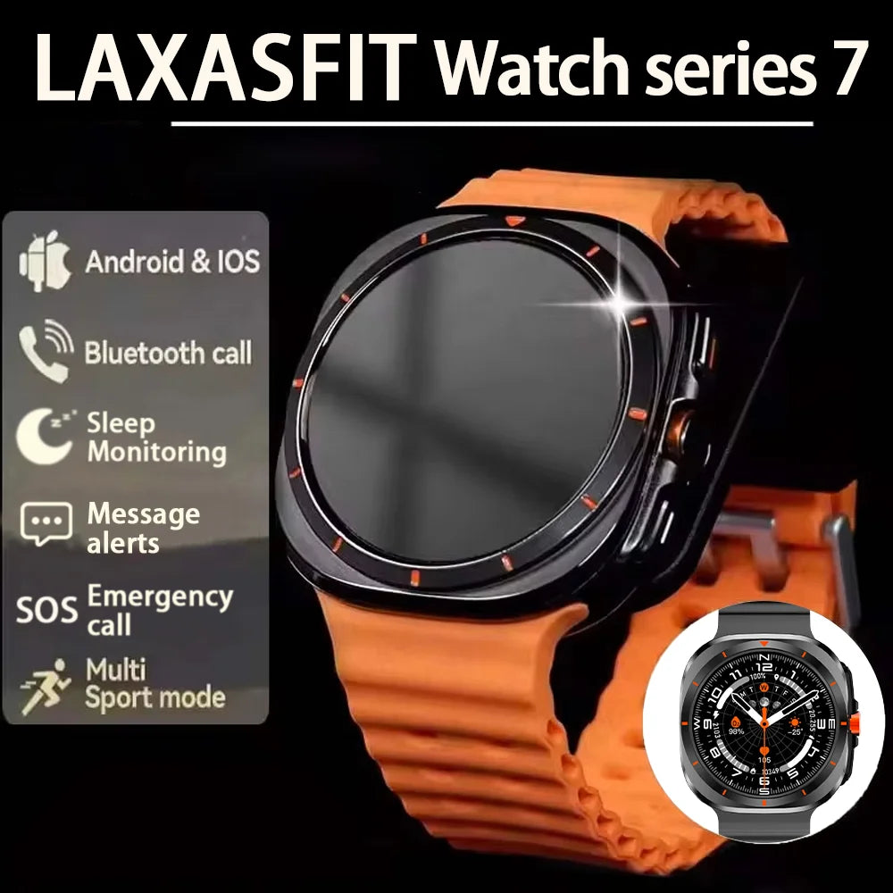 LAXASFIT 2025 New Men's Smart Watch Outdoor Sports Bluetooth Call Message Alert Multisport Mode Smartwatch