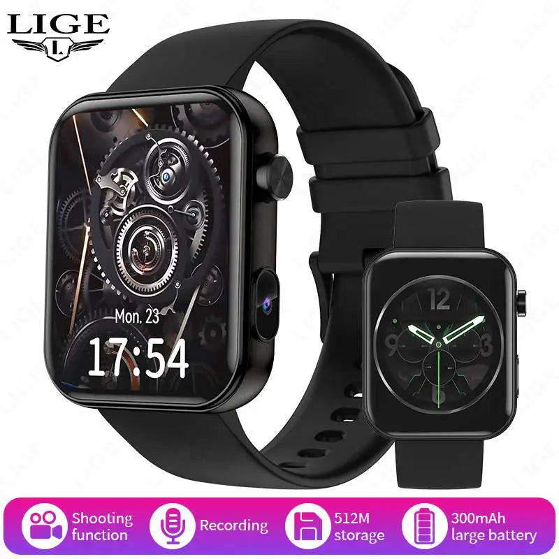 LIGE 2025 New 512MB Camera Smartwatch 1.91" HD Make Answer Call Take Video Sound Recording Music Sports Waterproof Smart Watch