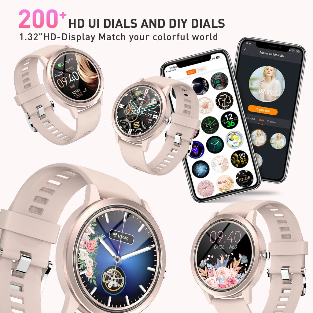 LIGE For Xiaomi Android Fashion Women Smart Watch 360*360 HD Screen Heart Rate Custom Dial Watch Bluetooth Call Smartwatches New