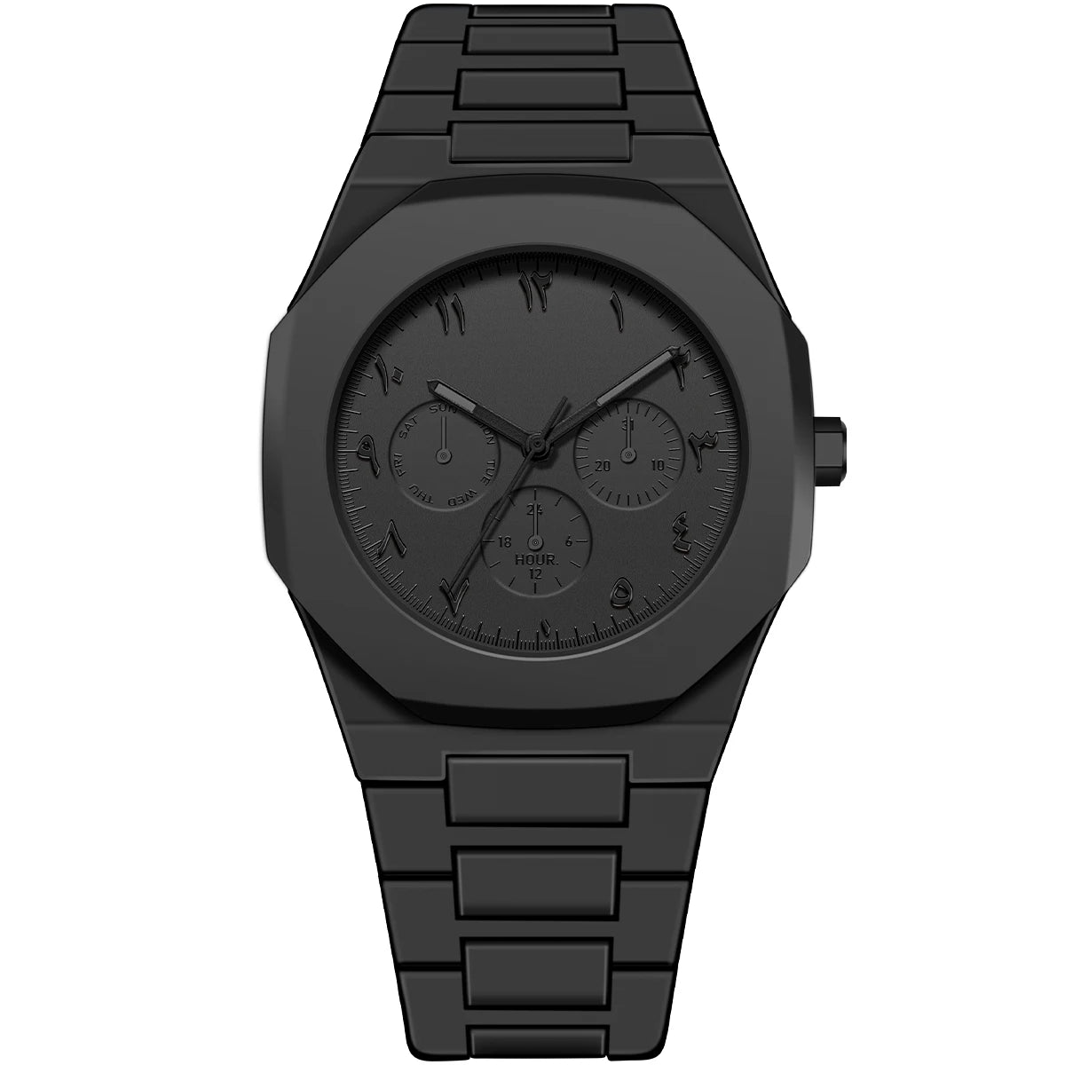 Men's Arabic Numeral Business Quartz Watch with Triple Eye Calendar and Luminous Hands Men Watch Waterproof