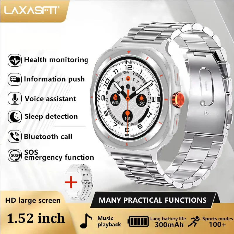 LAXASFIT Smart Watch Man 1.52-inch Touchscreen Bluetooth Calling Heart Rate Monitor Sports Fitness Tracking Woman Smartwatch
