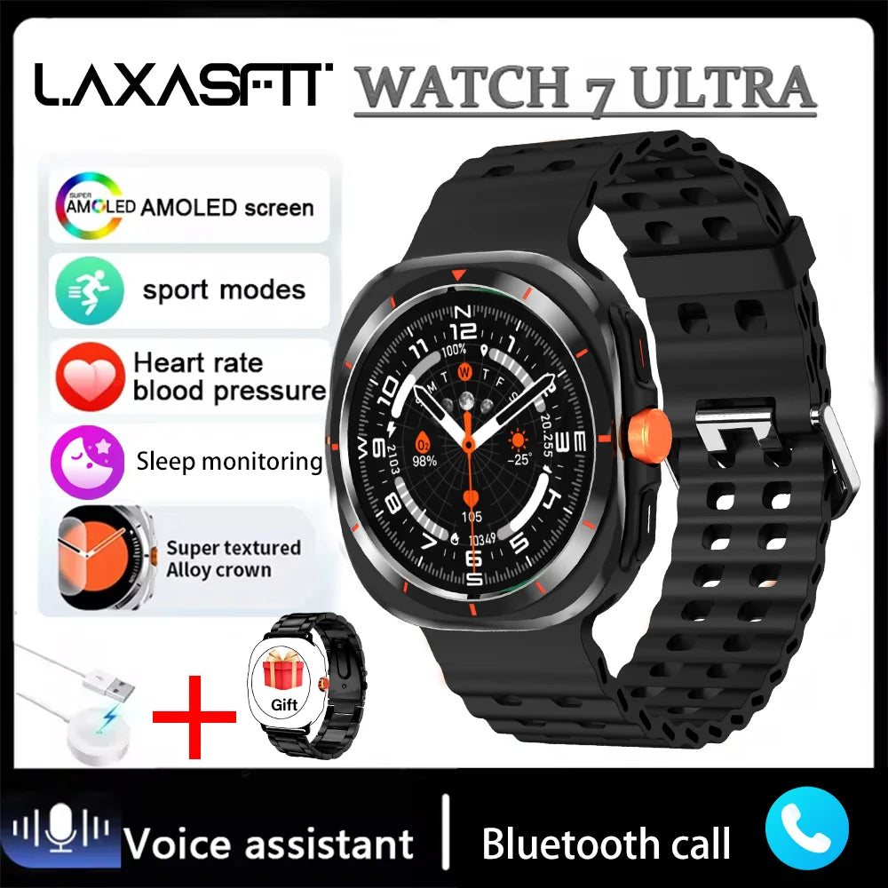LAXASFIT 2025 New Men's Smart Watch Outdoor Sports Bluetooth Call Message Alert Multisport Mode Smartwatch