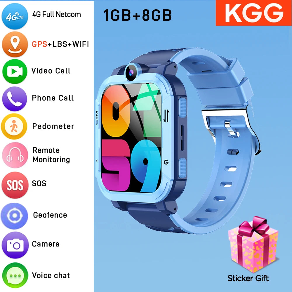 4G Kids Smart Watch Phone 1+8GB APP Dowload WhatsApp GPS WiFi Location Video Call SOS Call Back Monitor Children Smartwatch Gift