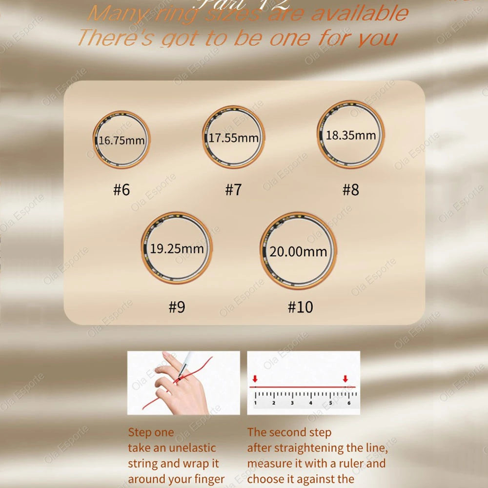 2025 New Women Gold Smart Ring Health HRV Monitor Heart Rate Sleep Monitor 10ATM Deep Waterproof Remote control Smart Ring Gifts