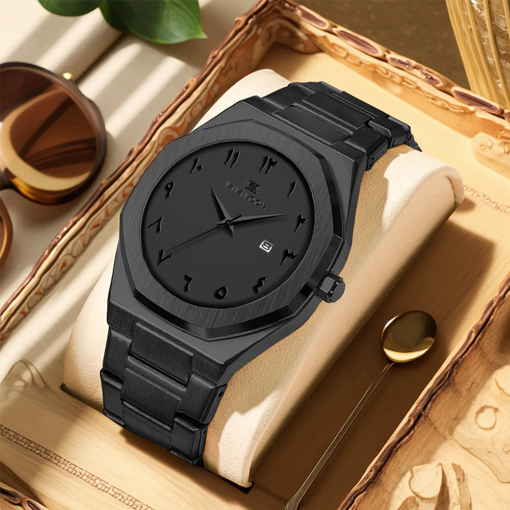 2025 New Men Watch VA VA VOOM Sport Stainless Steel Fashion Quartz Movement 42mm Black Business Waterproof Calendar Wrist Watch