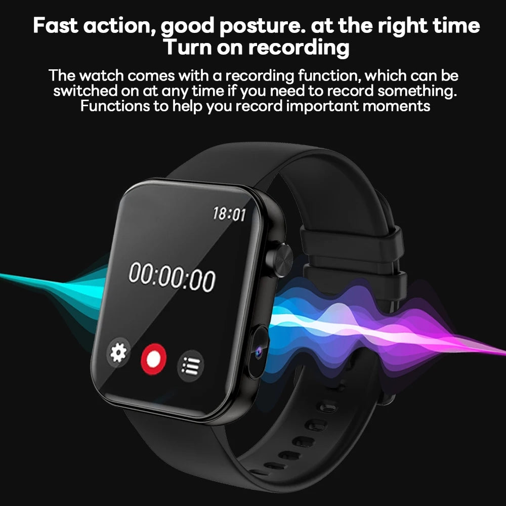 For Xiaomi Smart Watch with Camera Men Recording Camera TWS Headset Local Music Bluetooth Calling Music Fashion Women Smartwatch