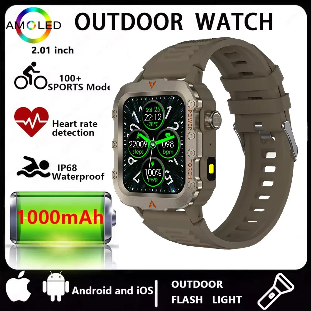 Multi-function Smart Watch Men Heart Rate Health Monitoring Bluetooth Call Smartwatch 100+Sports Modes Flashlight Sports Watches