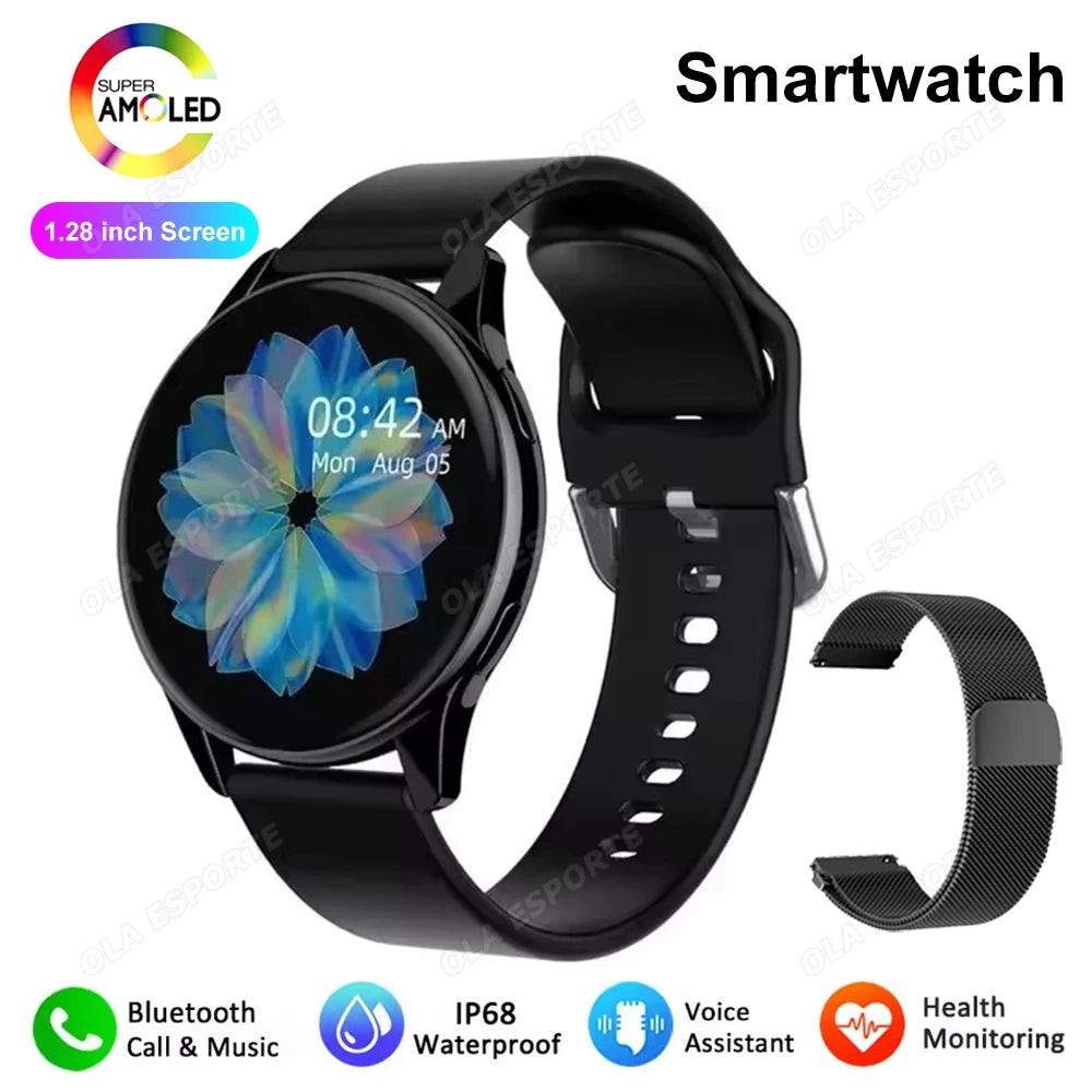 Men Women Smart Watch AMOLED Screen Bluetooth Call 100+ Sports Modes Fitness Clock Heart Rate Monitoring Ai Voice Smartwatch New