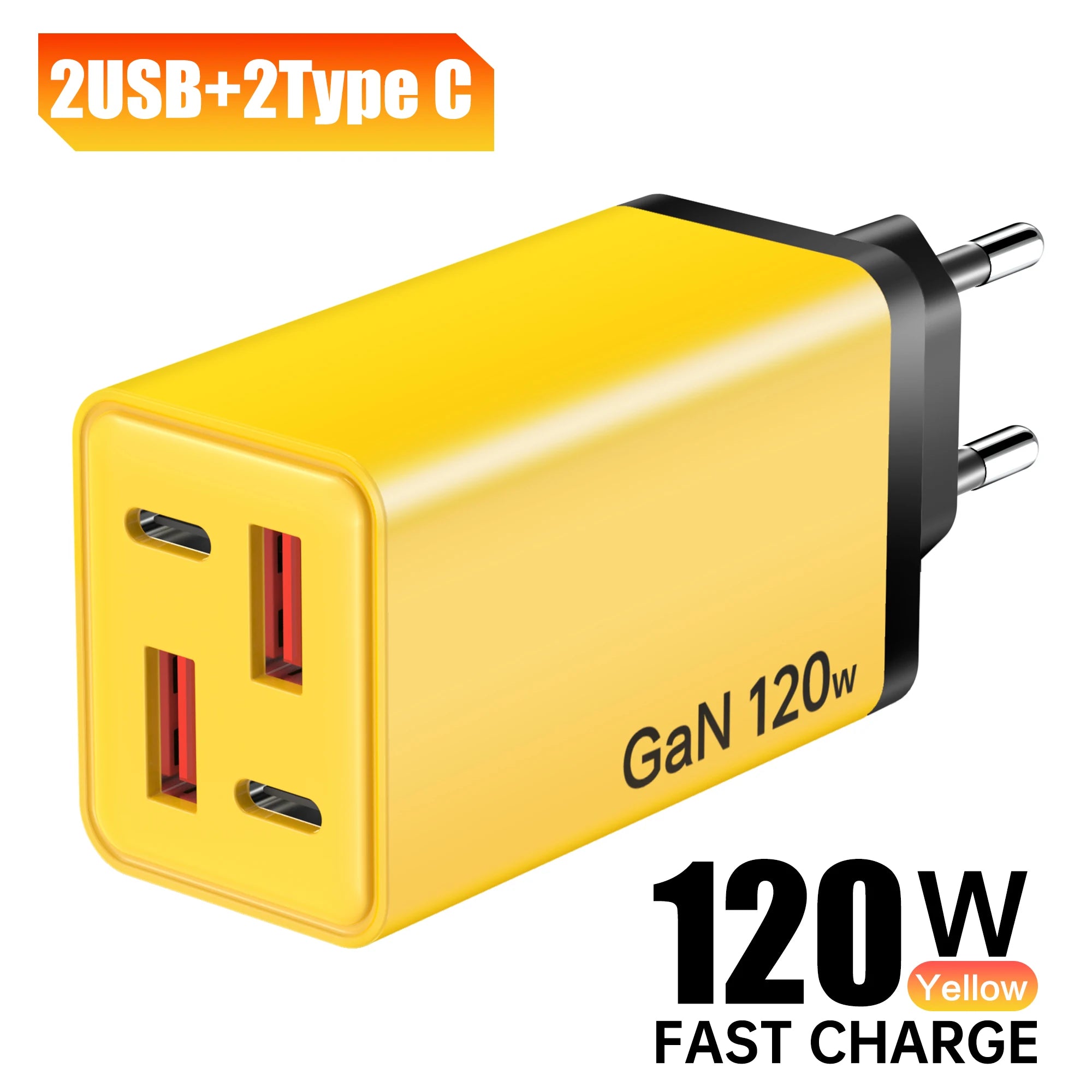 Total 120W 4 Ports GaN USB Charger Type C Fast Charging Wall Adapter 2PD 2USB Quick Charge 3.0 Travel Chargers Charging adapter