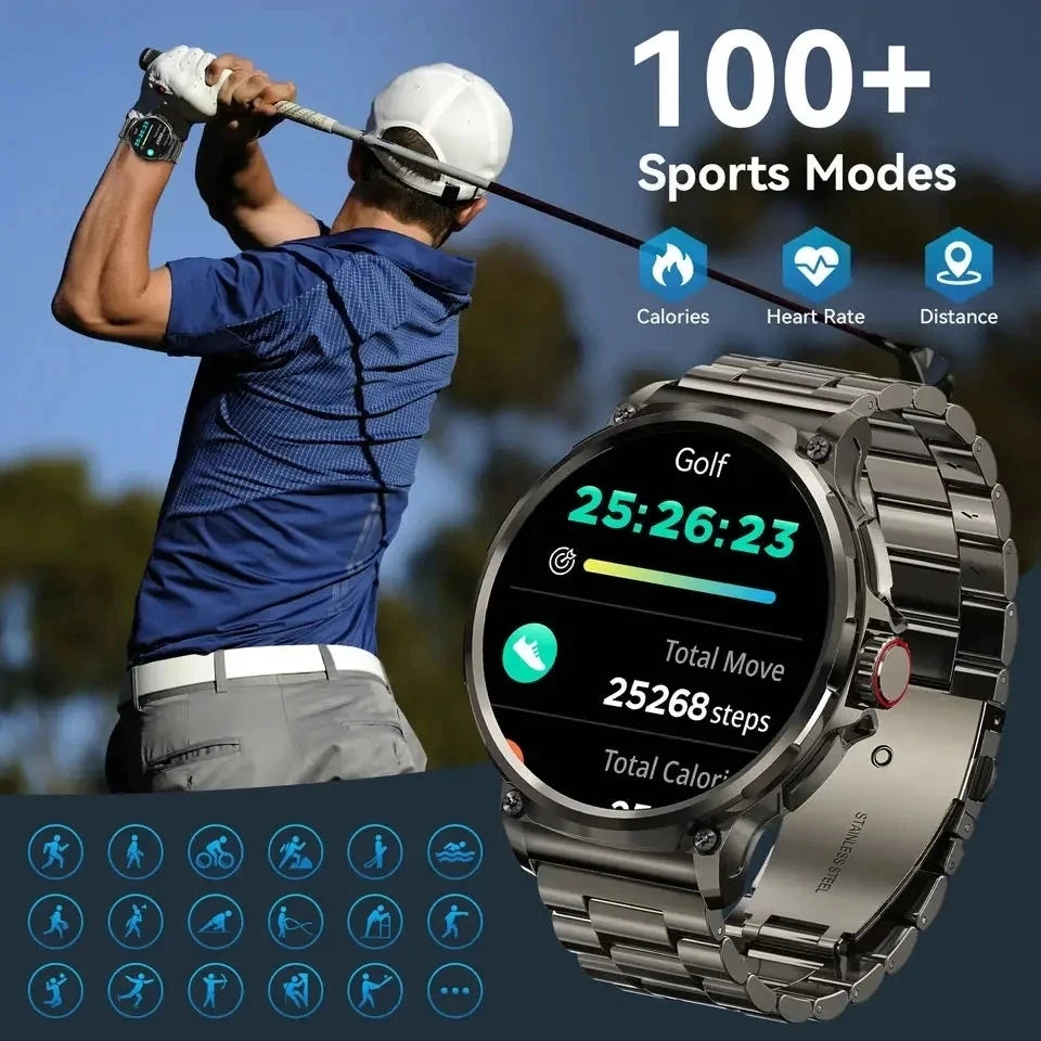 New Smart Watch Men 1.85-Inch HD Sports Bluetooth Call GPS Sports Fitness Tracker Heart Monitor 710mAh  Waterproof Smart watch