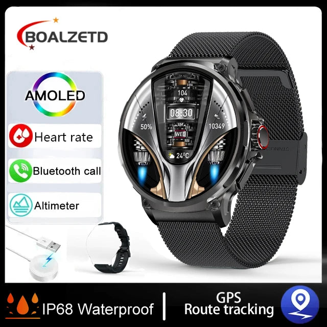 New Smart Watch Men 1.85-Inch HD Sports Bluetooth Call GPS Sports Fitness Tracker Heart Monitor 710mAh  Waterproof Smart watch