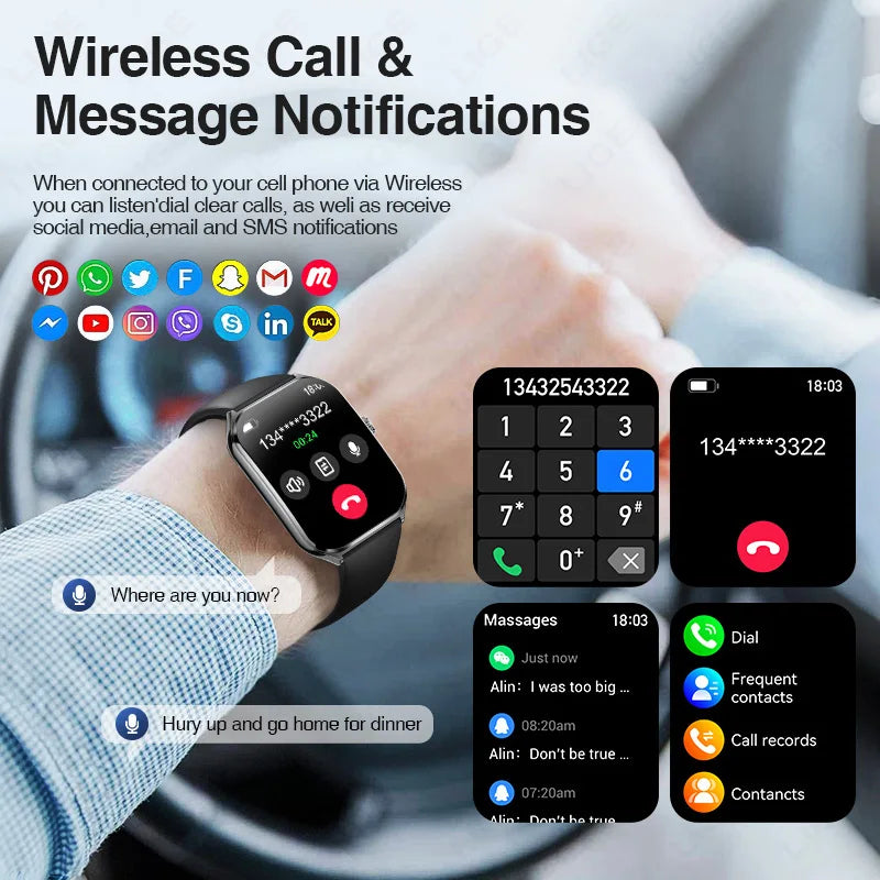 New Ultra-thin Smart Watch Men Health Monitor 1.96"AMOLED Screen 3ATM Waterproof Sport Bluetooth Call Smartwatch for Android iOS