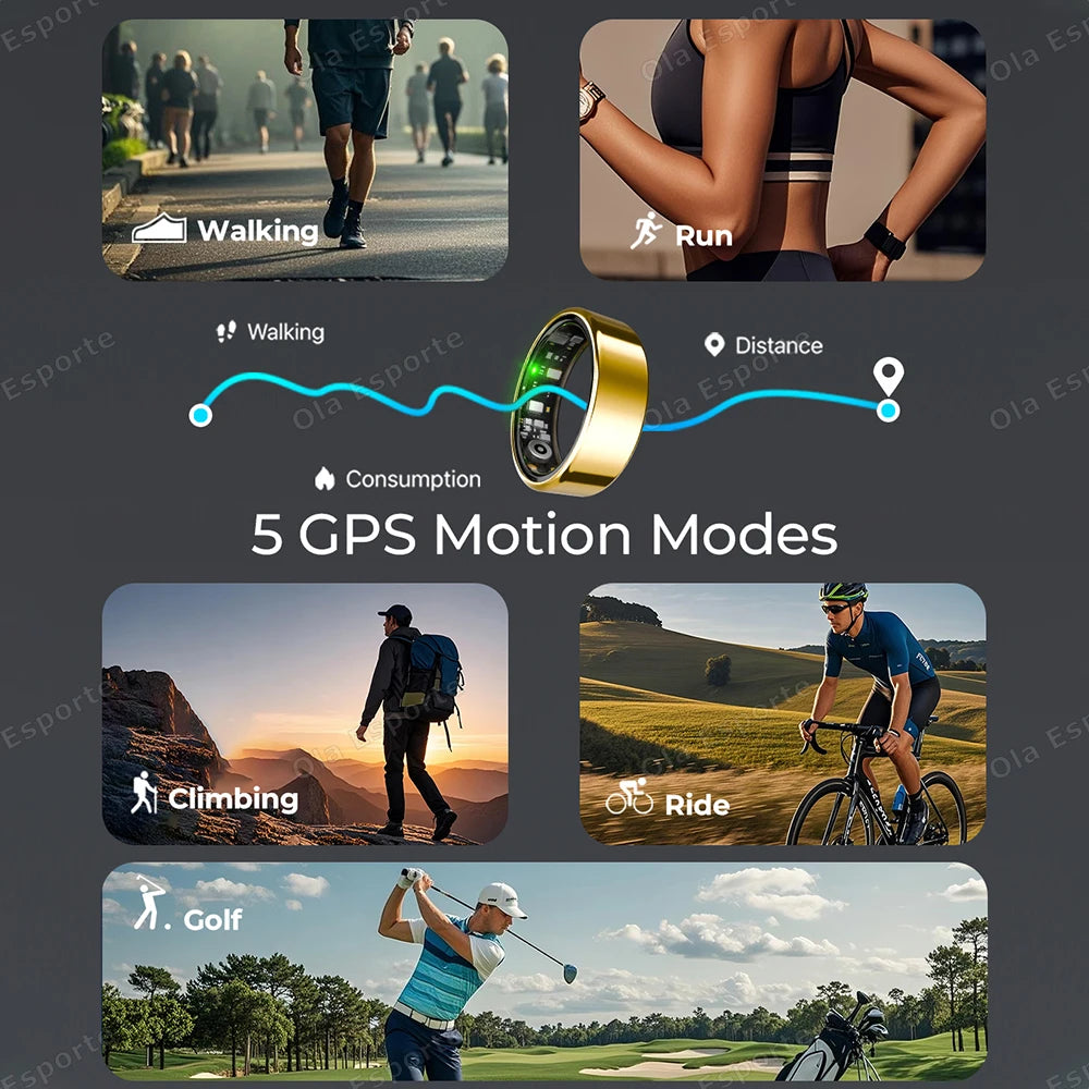 2025 New Smart Ring Heart Rate Blood Pressure Sleep Monitoring Motion Tracking IP68 Waterproof Men Women Smart Ring Holiday Gift