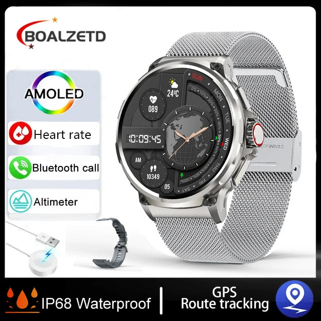 New Smart Watch Men 1.85-Inch HD Sports Bluetooth Call GPS Sports Fitness Tracker Heart Monitor 710mAh  Waterproof Smart watch