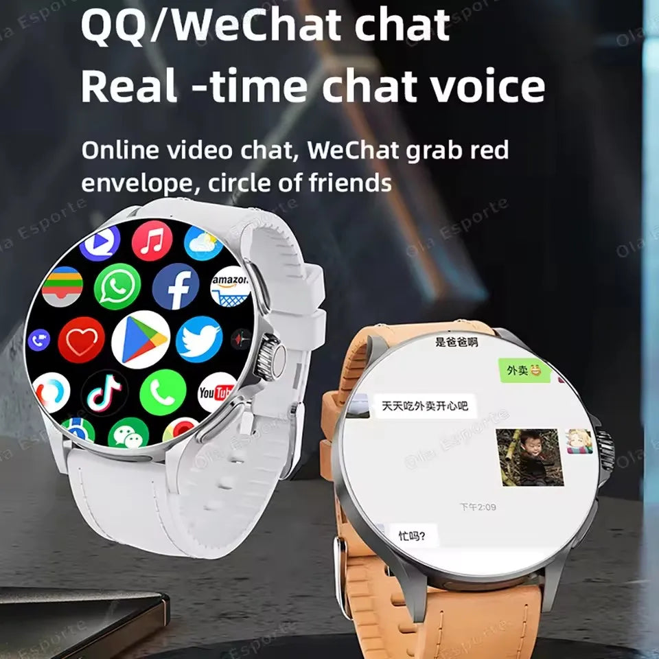 4G/5G SIM Card New Smart Watch Men Women 1.95 inch AMOLED Screen Rotating Camera HD Video Call WIFI Smartwatch For Android IOS