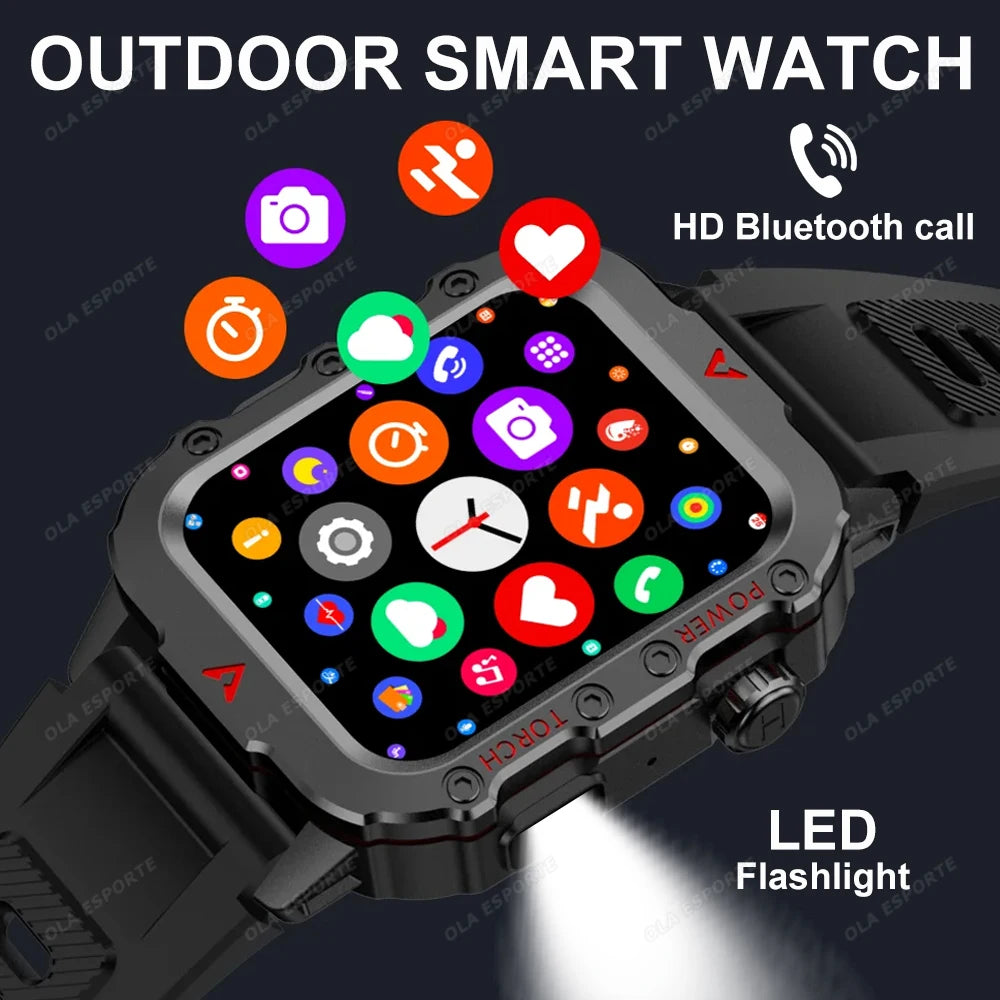 Multi-function Smart Watch Men Heart Rate Health Monitoring Bluetooth Call Smartwatch 100+Sports Modes Flashlight Sports Watches