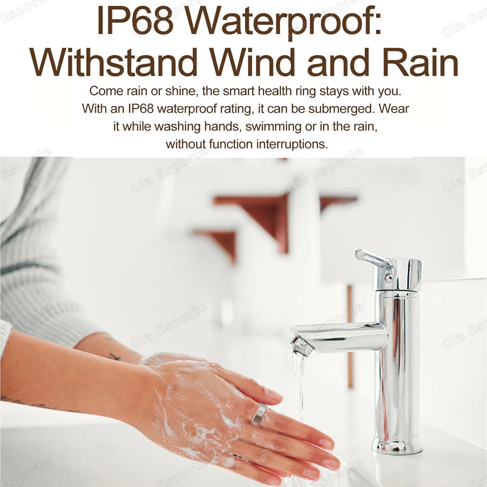 Fashion Smart Ring Men Women, Heart Rate Blood Oxygen, Sleep Monitor, 5ATM Waterproof,Multi-sport Mode Smartring For Android iOS