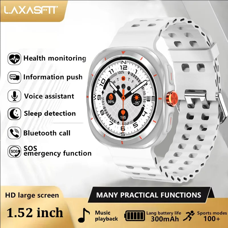 LAXASFIT Smart Watch Man 1.52-inch Touchscreen Bluetooth Calling Heart Rate Monitor Sports Fitness Tracking Woman Smartwatch