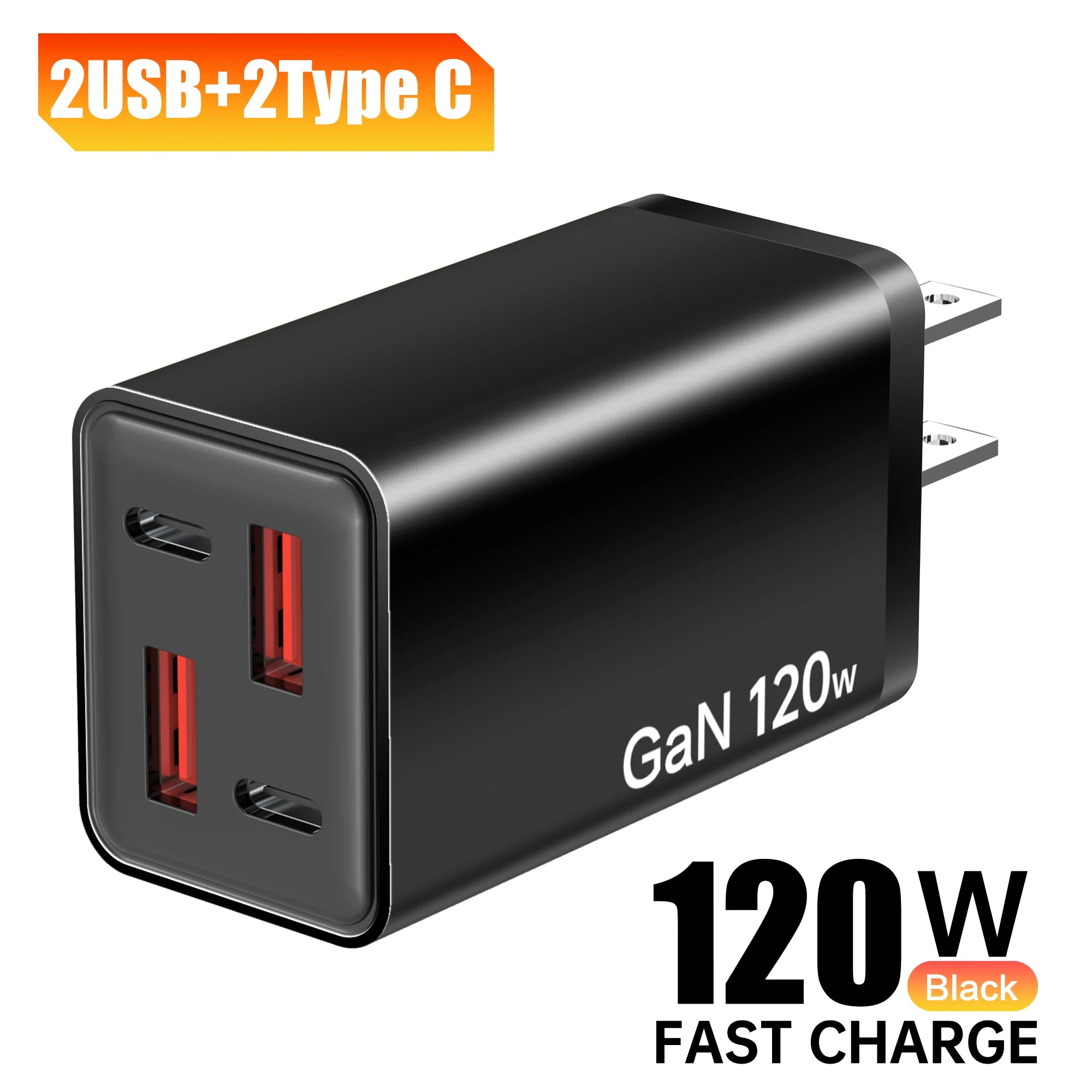 Total 120W 4 Ports GaN USB Charger Type C Fast Charging Wall Adapter 2PD 2USB Quick Charge 3.0 Travel Chargers Charging adapter
