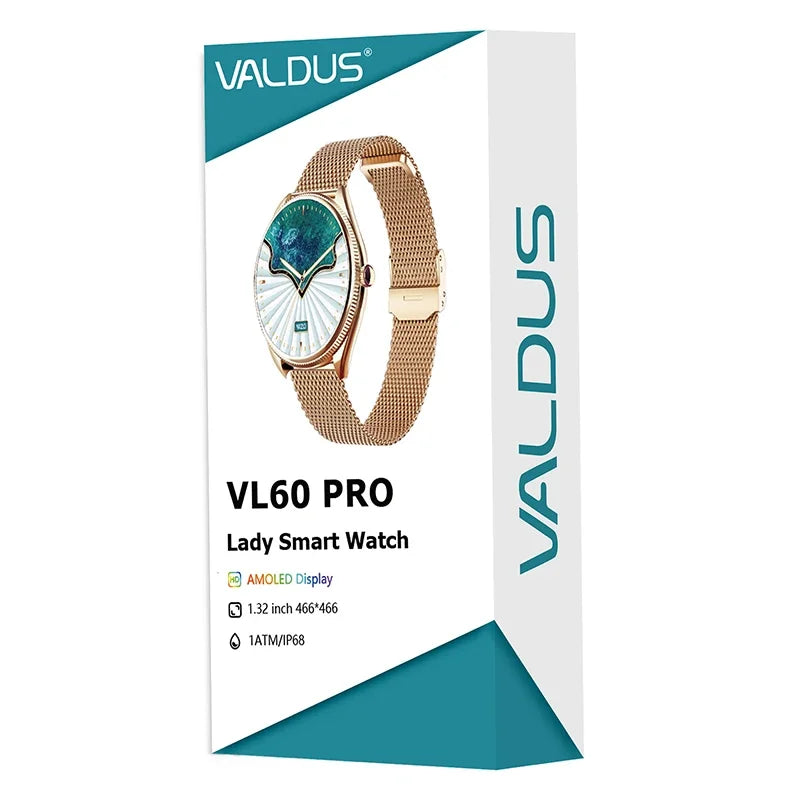 VALDUS VL60 Pro AMOLED Smartwatch Women Men Bluetooth Call IP68 Waterproof 3D Menu Heart Rate Step Fitness Sports Smart Watch
