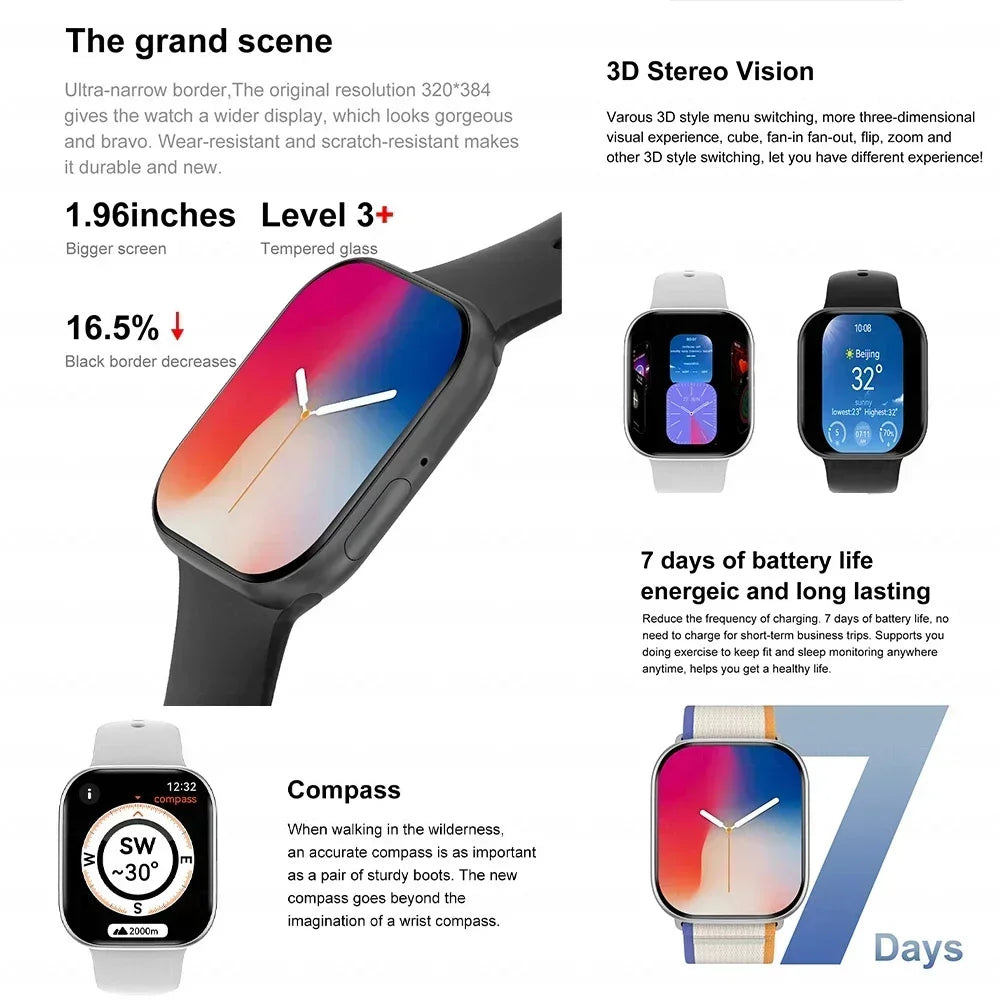 2025 New Original for Apple Watch 10 Smart Watch Men 32G Memory MP4 Music Video 3D HD Bluetooth Call GPS Tracker smartwatches