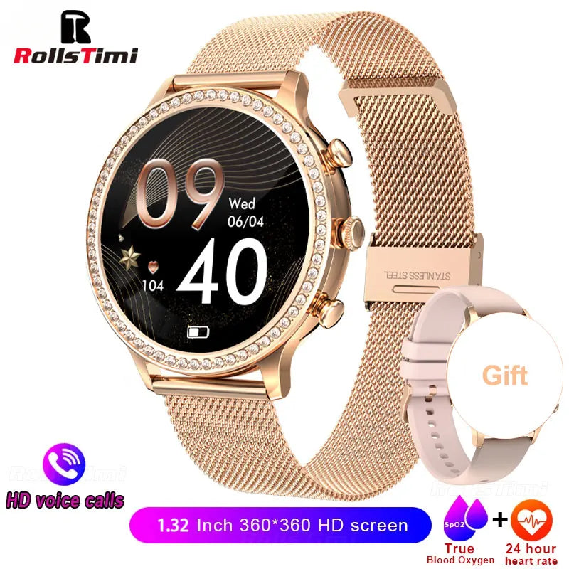 Fashion Luxury Smart Watch Women Bluetooth Call Blood Pressure DIY Custom Sport Fitness Waterproof  Smart watches For Women Gift