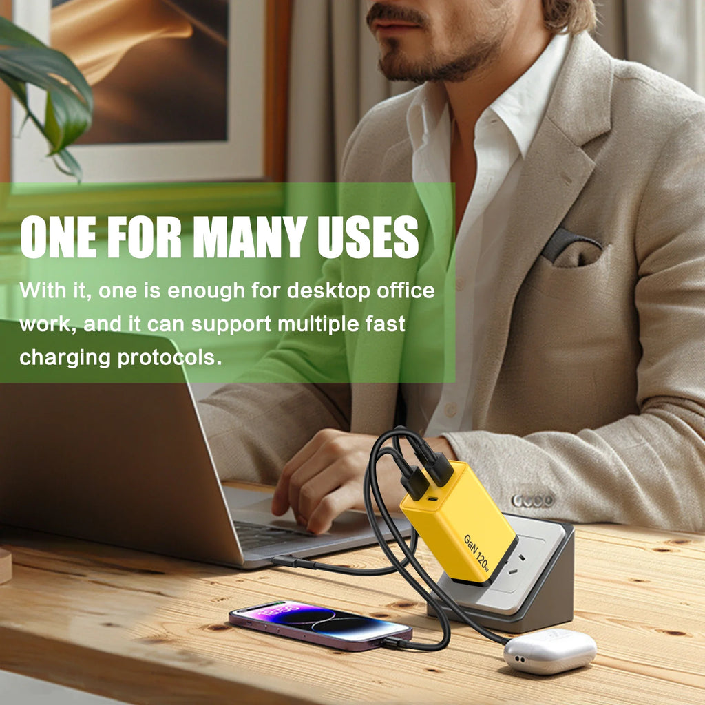 Total 120W 4 Ports GaN USB Charger Type C Fast Charging Wall Adapter 2PD 2USB Quick Charge 3.0 Travel Chargers Charging adapter