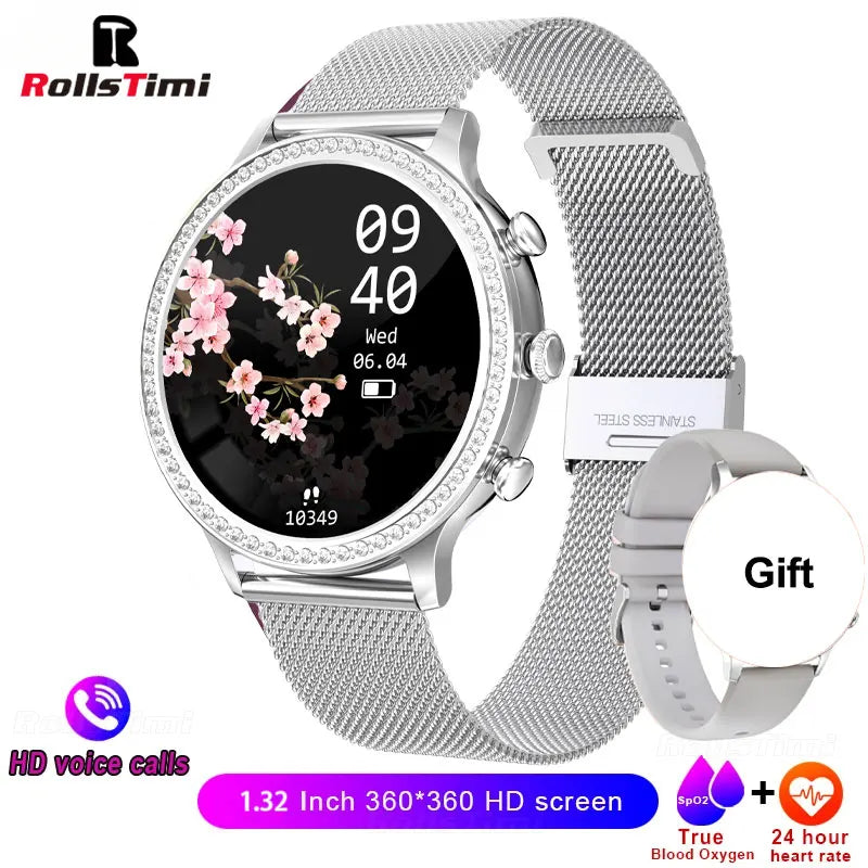 Fashion Luxury Smart Watch Women Bluetooth Call Blood Pressure DIY Custom Sport Fitness Waterproof  Smart watches For Women Gift