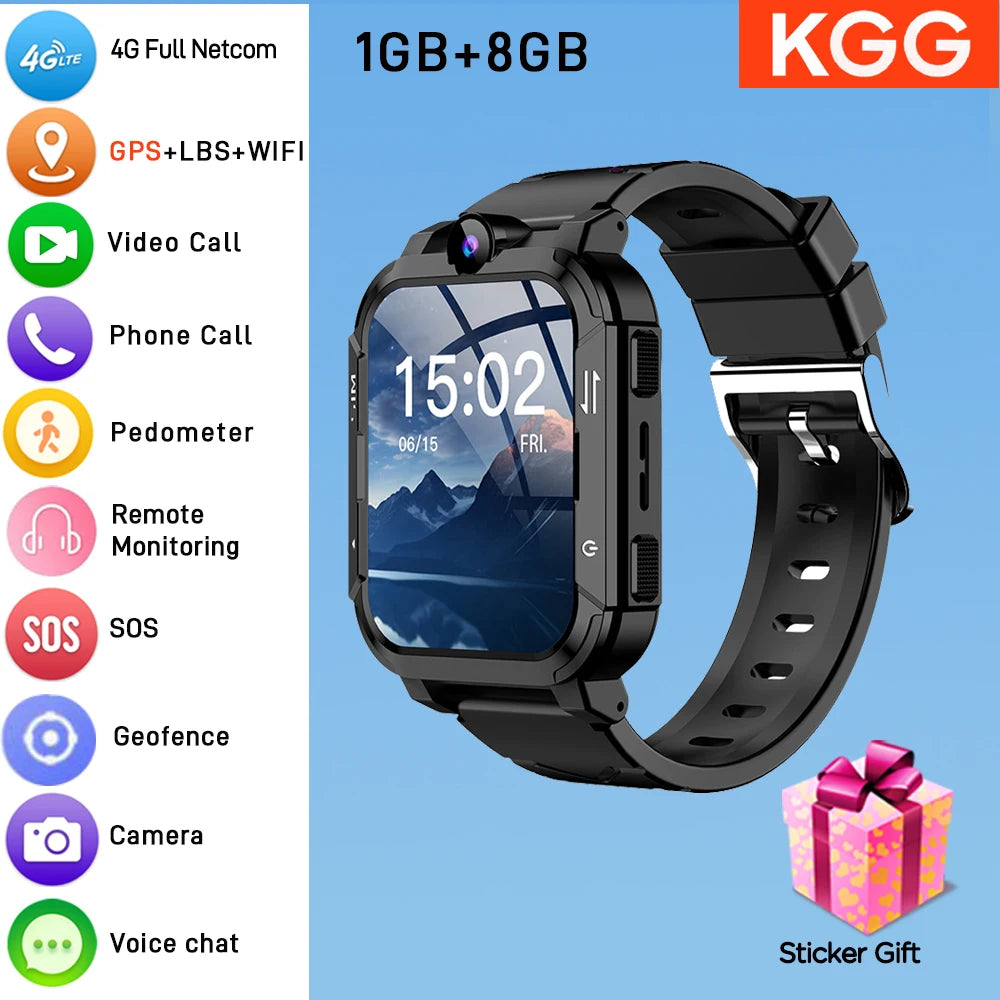 4G Kids Smart Watch Phone 1+8GB APP Dowload WhatsApp GPS WiFi Location Video Call SOS Call Back Monitor Children Smartwatch Gift