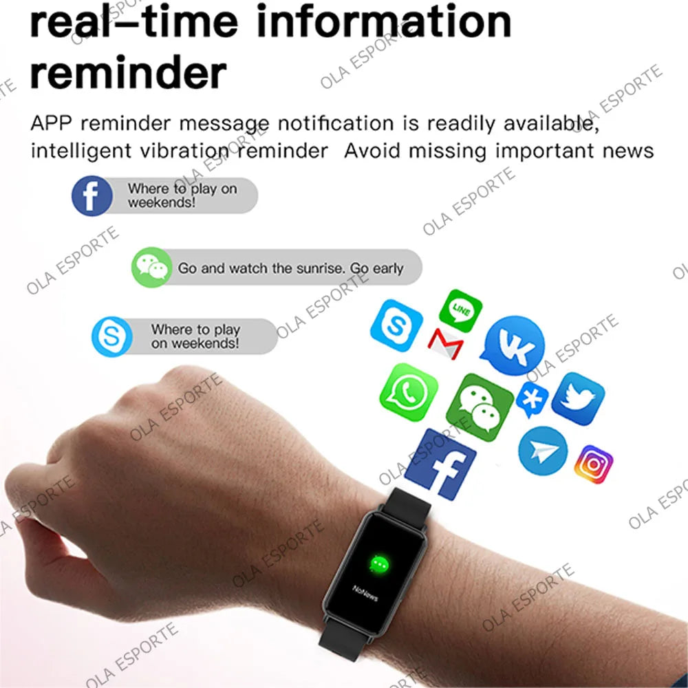 For Android IOS Smart Bracelet Women Smartwatch Men Heart Rate Blood Oxygen Waterproof Sport Smart Band Watch For Ladies +Gift
