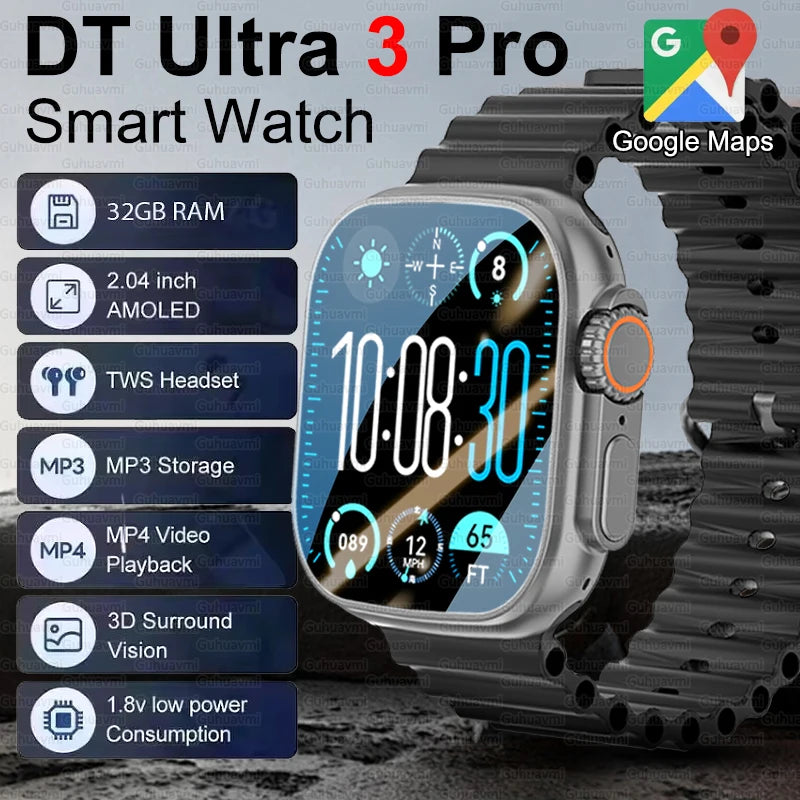 2025 New Original Watch DT Ultra 3 Pro Smart Watch Men Google Map NFC GPS Tracker HD BT Call IP68 Waterproof Smart Watches Women