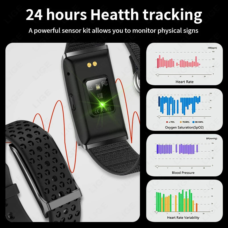 LIGE 2025 Smart Watch Men Women Heart Rate Blood Pressure Monitor Pedometer Waterproof Sports Bracelet Fitness Tracker Smartband