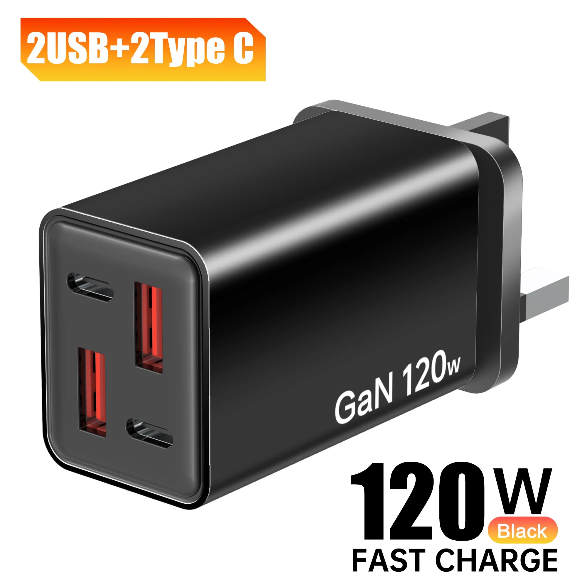 Total 120W 4 Ports GaN USB Charger Type C Fast Charging Wall Adapter 2PD 2USB Quick Charge 3.0 Travel Chargers Charging adapter