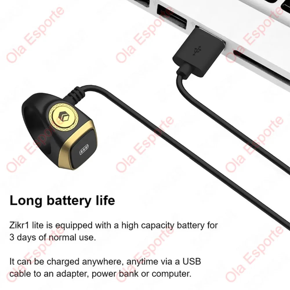 Qibla Smart Tasbih Tally Digital Counter for Muslims Tasbeeh Zikr Ring 5 Prayer Time Vibration Reminder Subhah Masbahah Misbaha