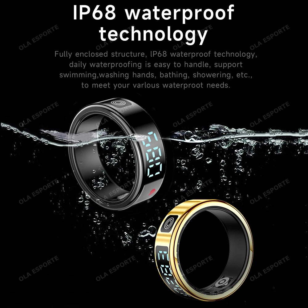 Smart Ring with Display Screen and Touch, Health Manager, Gesture Swipe Video, 5 ATM Waterproof For Men Women Smartring 2025 New
