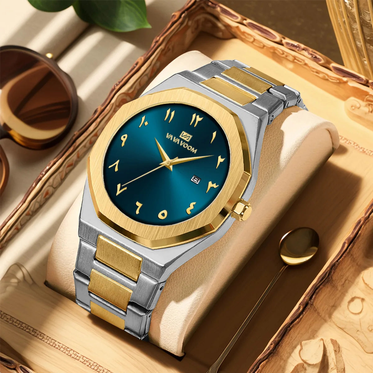 2025 New Men Watch VA VA VOOM Sport Stainless Steel Fashion Quartz Movement 42mm Black Business Waterproof Calendar Wrist Watch